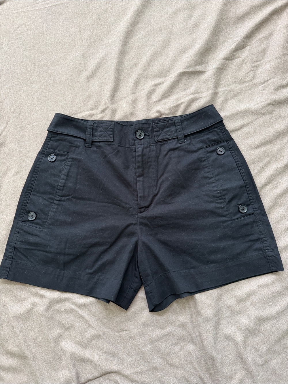 Banana Republic Black Button-Accent Cotton Shorts